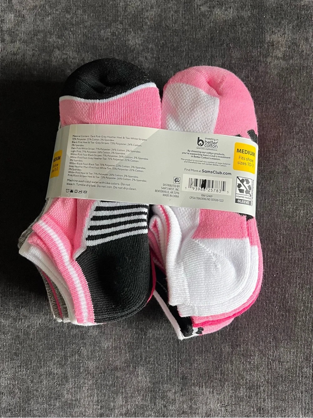 NWT Members Mark 10-Pack Kid’s No Show Socks Size Medium